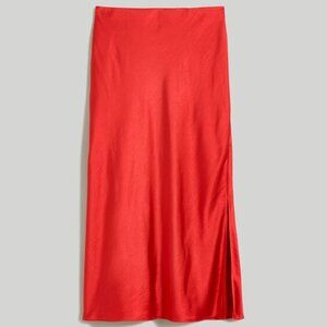 Madewell NEW NWT Womens 6 Red Layton Midi Slip Skirt Satin Sz 4